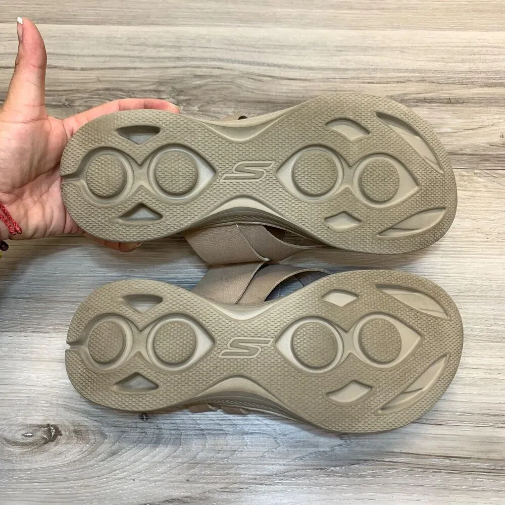 Skechers On‎ The Go Luxe Womens Thong Sandal US Size 10 Brown Leather